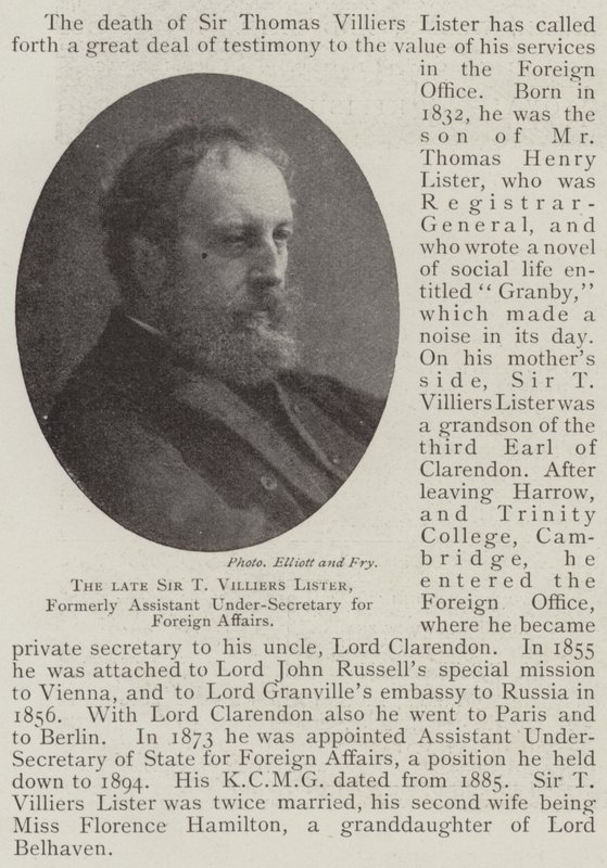 Der verstorbene Sir T Villiers Lister, ehemaliger stellvertretender Unterstaatssekretär für auswärtige Angelegenheiten von English Photographer