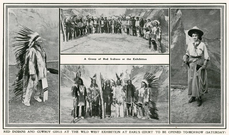Eröffnung der Golden West Ausstellung in Earls Court: Indianer und Cowgirl von English Photographer