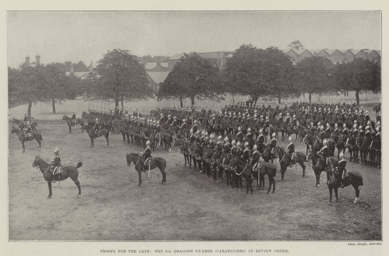 Truppen für das Kap, die 6. Dragonerwache (Karabiniers) in Paradeuniform von English Photographer