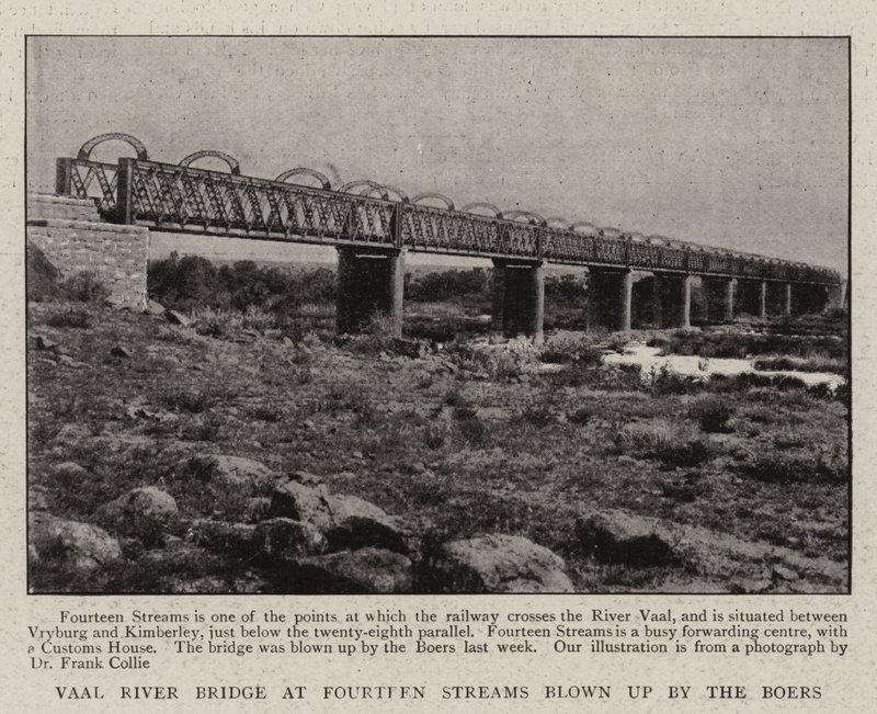 Die Vaal-Flussbrücke bei Fourteen Streams, gesprengt von den Buren von English Photographer