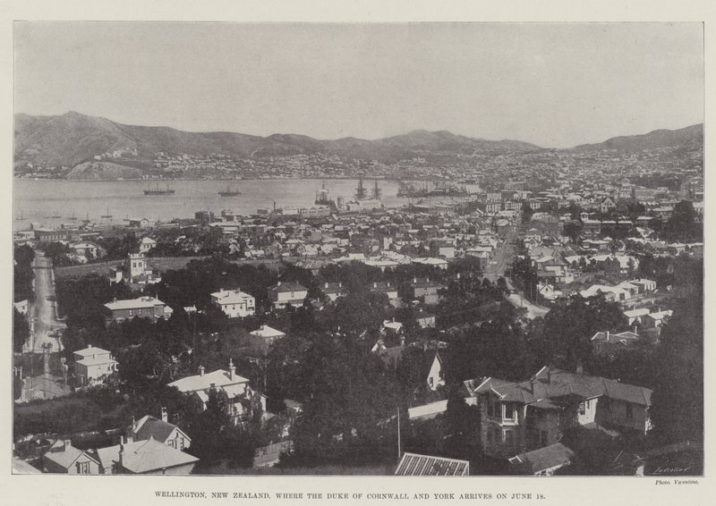 Wellington, Neuseeland, wo der Herzog von Cornwall und York am 18. Juni ankommt von English Photographer