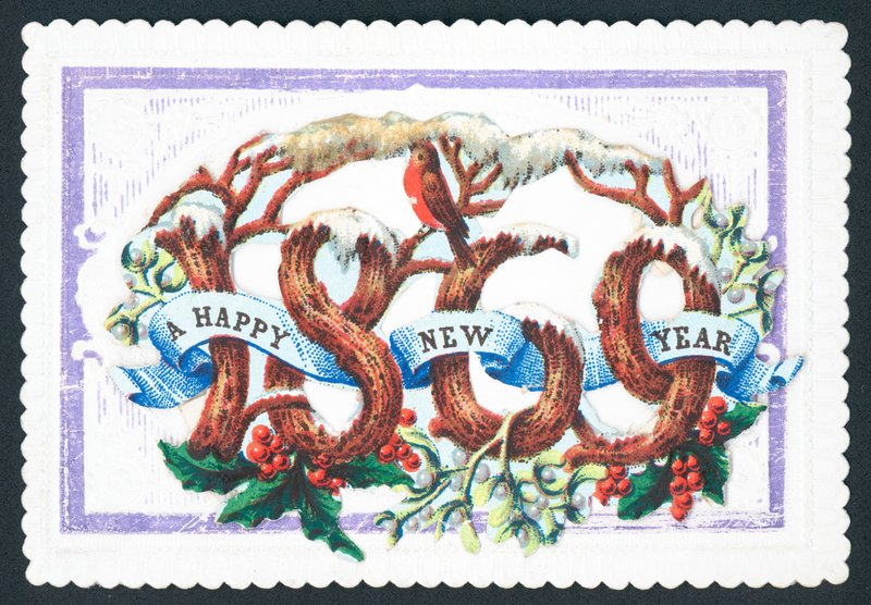 Ein glückliches neues Jahr 1869, Neujahrskarte von English School