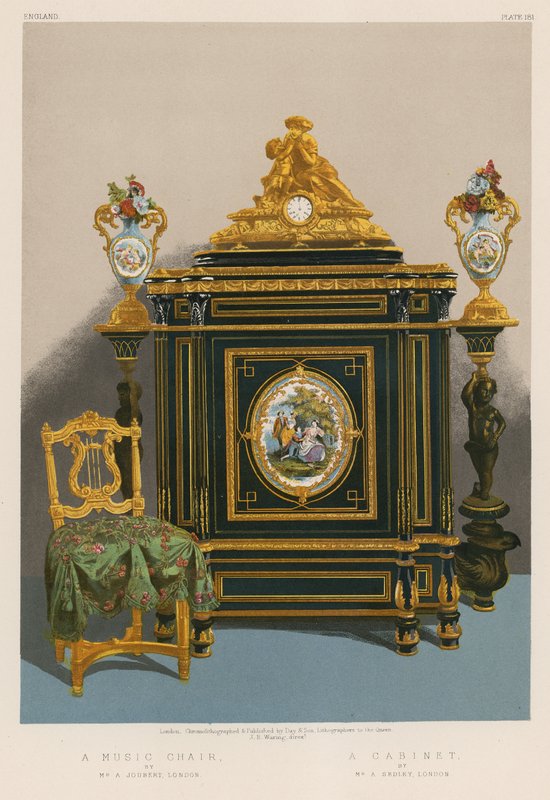 Ein Musikstuhl von Mr A Joubert, London; Ein Kabinett von Mr A Sedley, London von English School