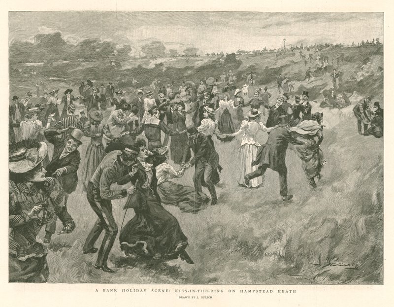 Eine Szene am Feiertag: Kiss-in-the-King auf Hampstead Heath von English School