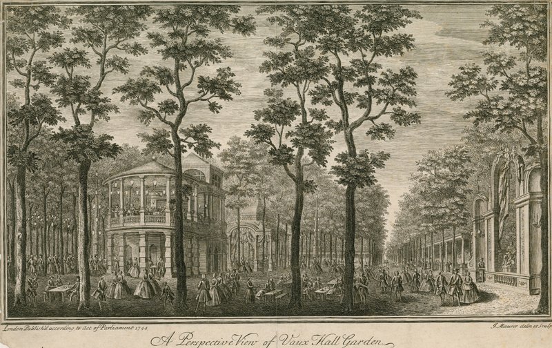Perspektivische Ansicht der Vauxhall Gardens, London von English School