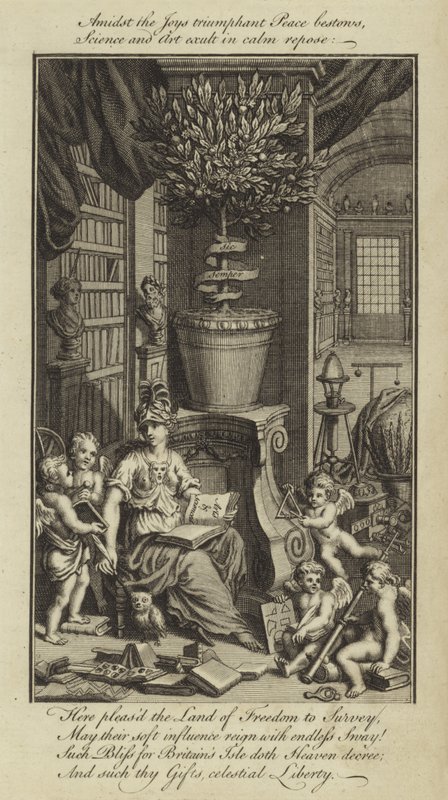 Inmitten der Freuden, die der triumphierende Frieden bringt, jubeln Wissenschaft und Kunst in ruhiger Gelassenheit von English School