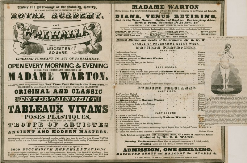 Werbung für The Walhalla, Leicester Square, unter der Leitung von Madame Warton von English School