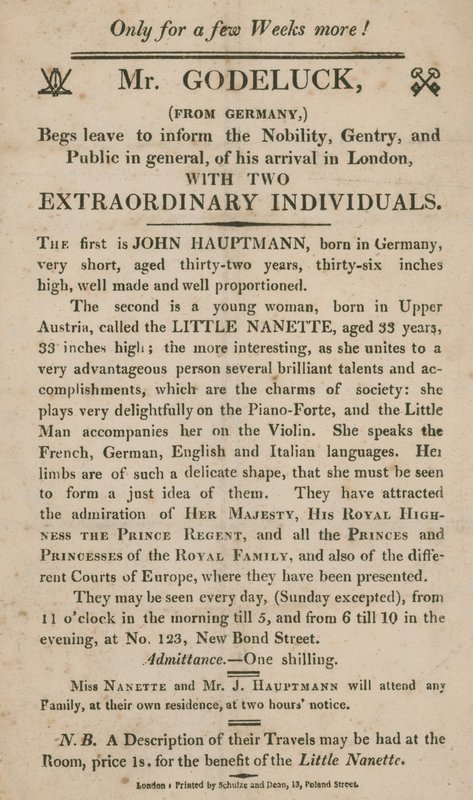 Werbung für das Erscheinen zweier außergewöhnlicher Individuen von English School