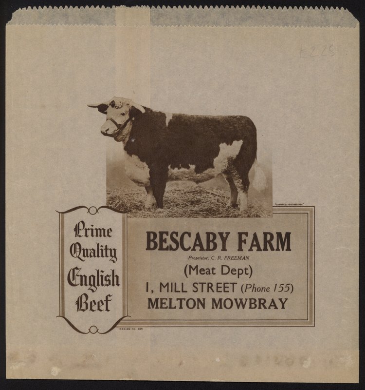 Werbung für Bescaby Farm Beef von English School