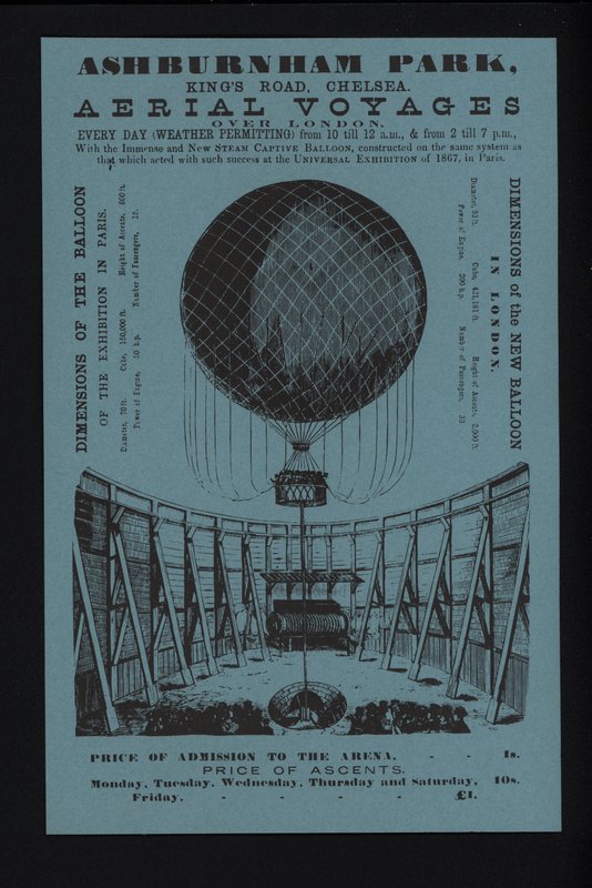 Werbung für gefesselte Ballonaufstiege aus dem Ashburnham Park, King