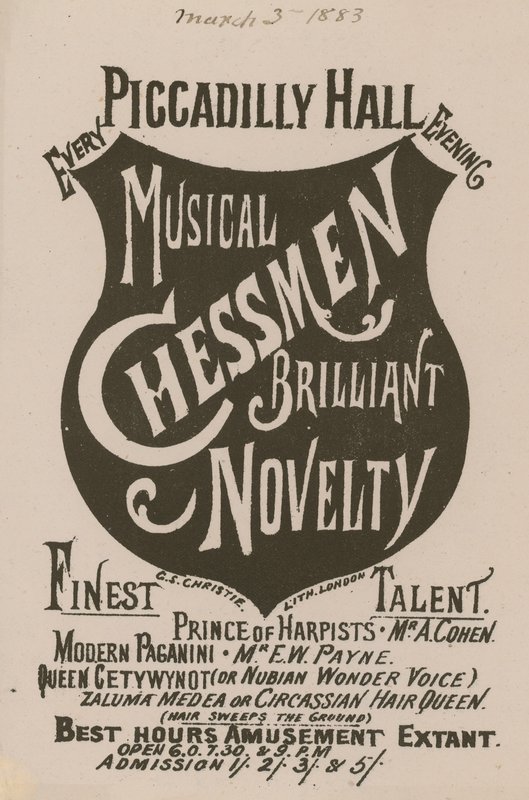 Werbung für die Musikalischen Schachfiguren Brillante Neuheit von English School