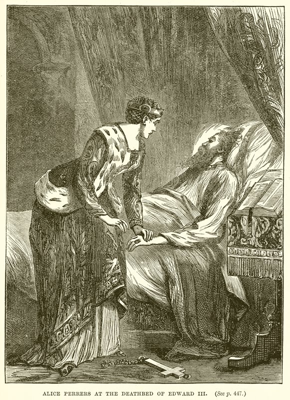 Alice Perrers am Sterbebett von Edward III von English School