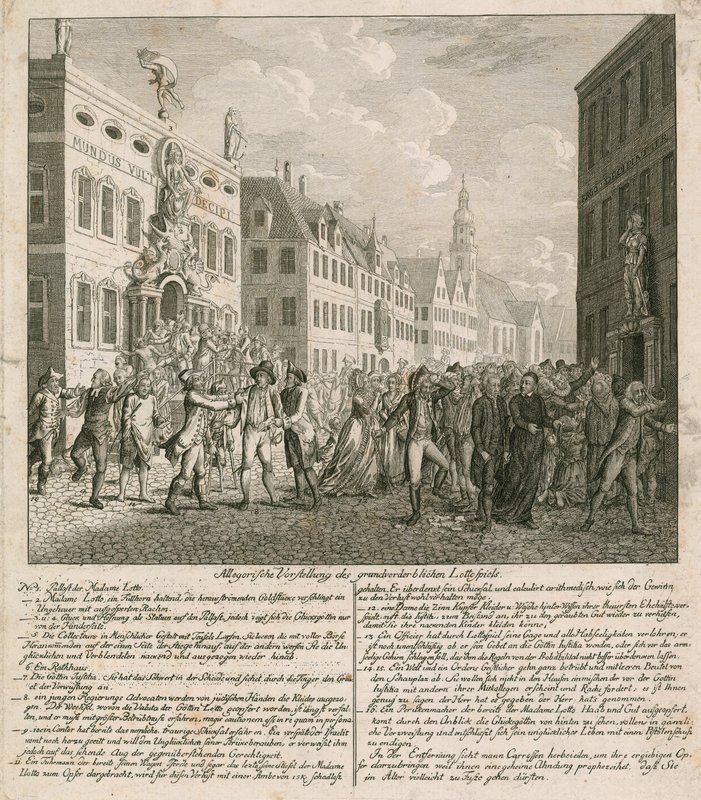 Allegorische Darstellung der großen Lotterie-Illusion von English School