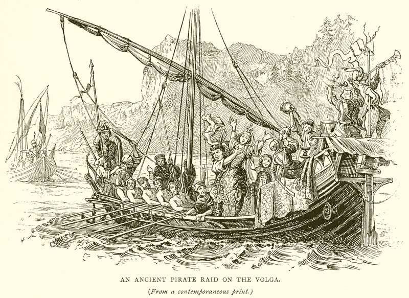 Ein antiker Piratenüberfall auf die Wolga von English School