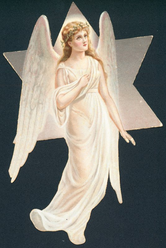 Leuchtender Engel, Weihnachtskarte von English School