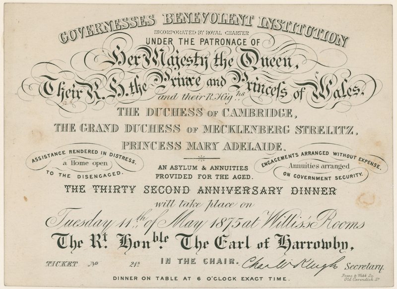 Jubiläumsdinner für die Wohltätigkeitsinstitution der Gouvernanten, 1875 von English School