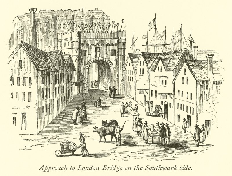 Zugang zur London Bridge auf der Southwark-Seite von English School