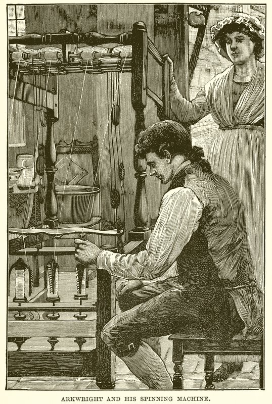 Arkwright und seine Spinnmaschine von English School