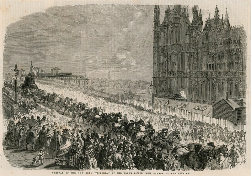 Ankunft der neuen Glocke Victoria am Clock Tower, Neues Palast von Westminster von English School