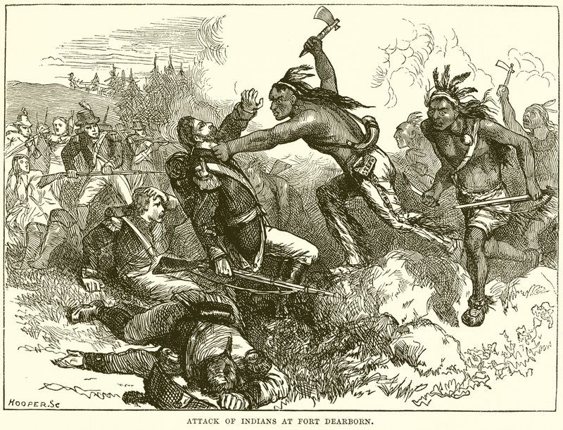 Angriff der Indianer auf Fort Dearborn von English School