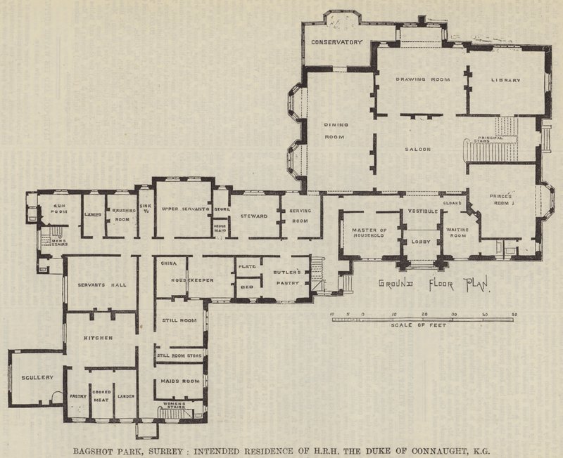 Bagshot Park, Surrey, geplante Residenz von HRH dem Herzog von Connaught, KG (Gravur) von English School
