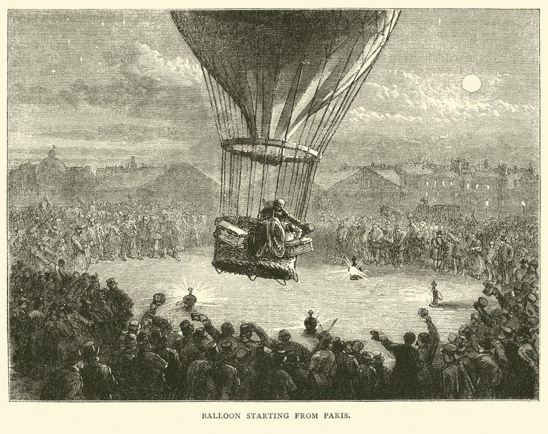 Ballonstart aus Paris, September 1870 von English School