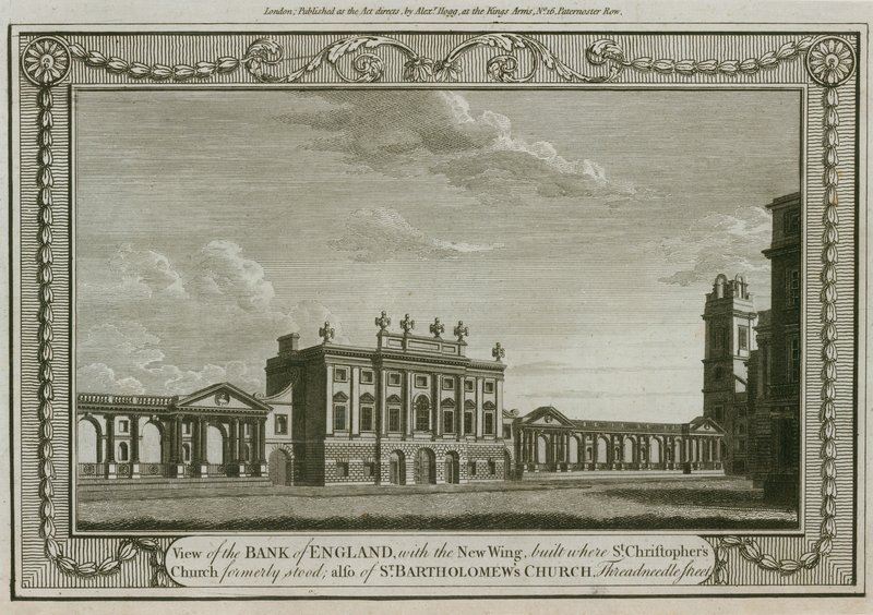 Bank of England, Westflügel hinzugefügt von Sir Robert Taylor, 1783 von English School