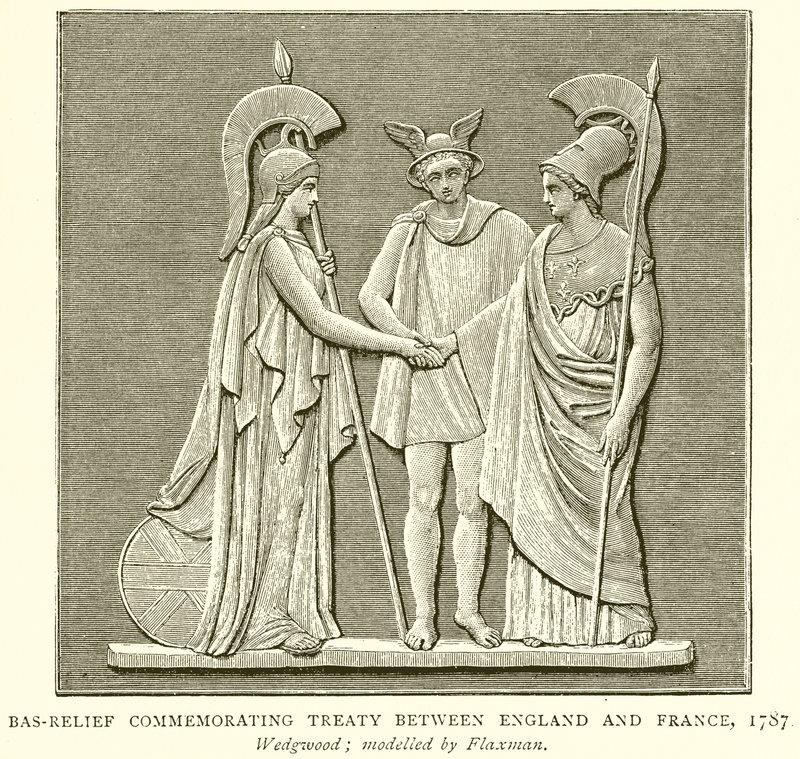 Basrelief zur Erinnerung an den Vertrag zwischen England und Frankreich, 1787 von English School