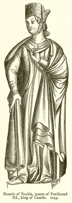 Beatrix von Schwaben, Königin von Ferdinand III., König von Kastilien. 1234 von English School