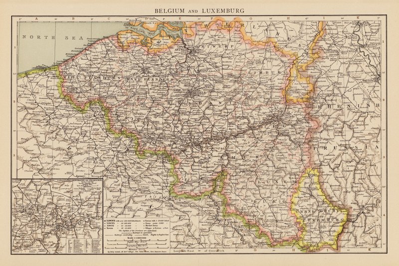 Belgien und Luxemburg (Farblithografie) von English School