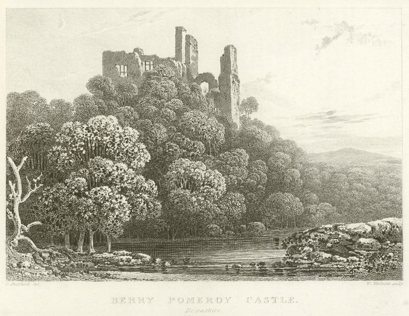 Berry Pomeroy Schloss, Devonshire (Stich) von English School