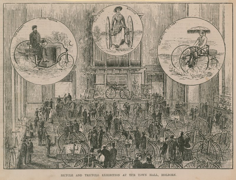 Fahrrad- und Dreirad-Ausstellung im Rathaus, Holborn von English School