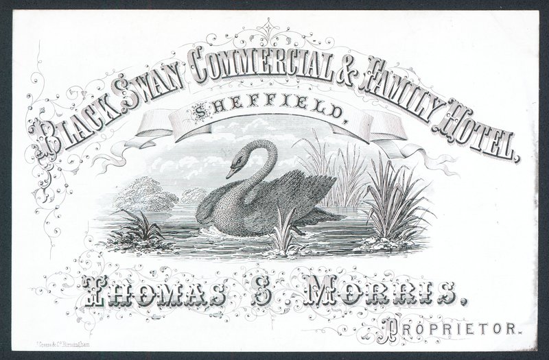 Black Swan Commercial & Family Hotel, Sheffield, Visitenkarte von English School