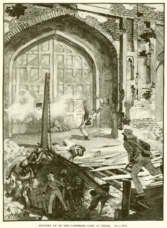 Sprengung des Kaschmir-Tores in Delhi von English School