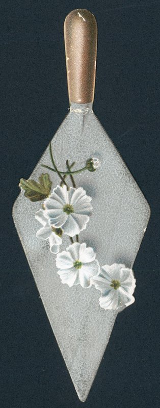 Maurerkelle und Blumen, Weihnachtskarte von English School