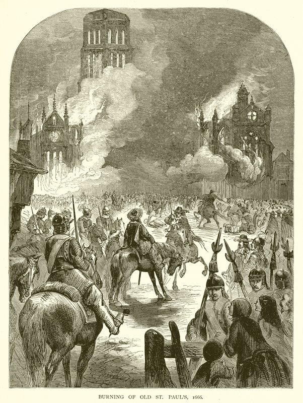 Brand von Old St. Pauls, 1666 von English School