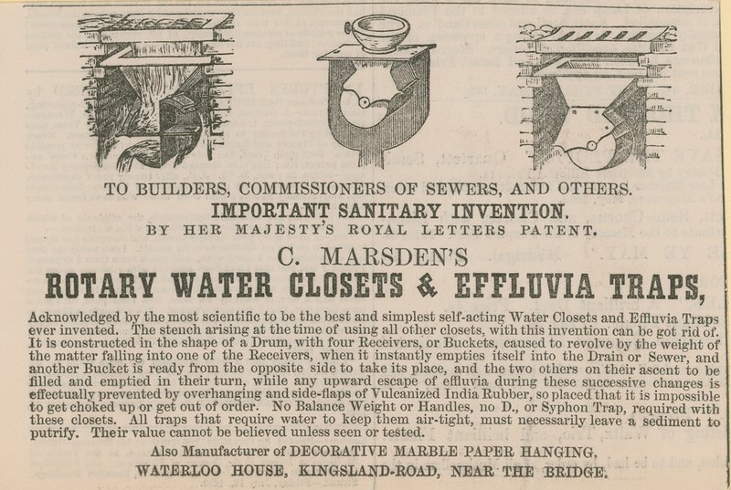 C Marsdens Rotary Water Closets und Effluvia-Fallen von English School