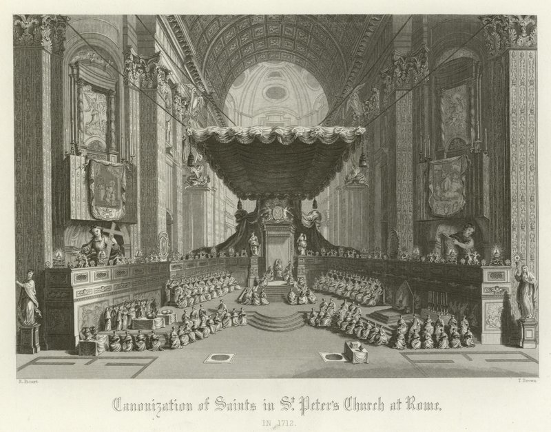 Heiligsprechung von Heiligen in der Peterskirche, Rom, 1712 von English School