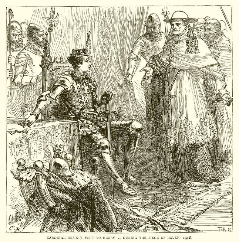 Besuch von Kardinal Ursini bei Heinrich V. während der Belagerung von Rouen, 1418 von English School