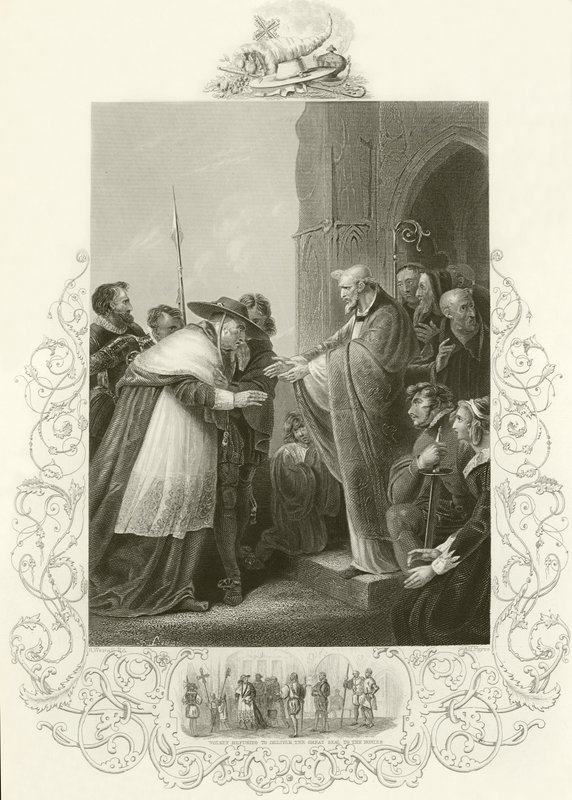Kardinal Wolsey betritt die Abtei von Leicester von English School