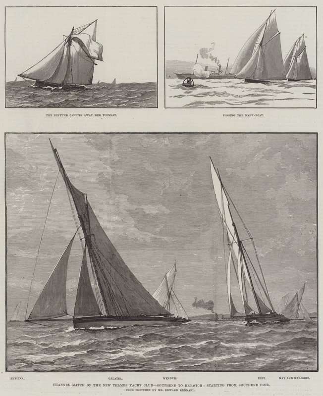 Kanalwettkampf des New Thames Yacht Club, Southend nach Harwich, Start vom Southend Pier (Stich) von English School