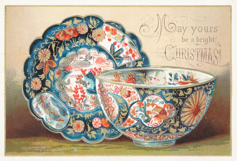 Chinaschale und Teller, Weihnachtskarte von English School