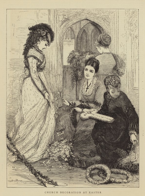 Kirchendekoration zu Ostern (Stich) von English School