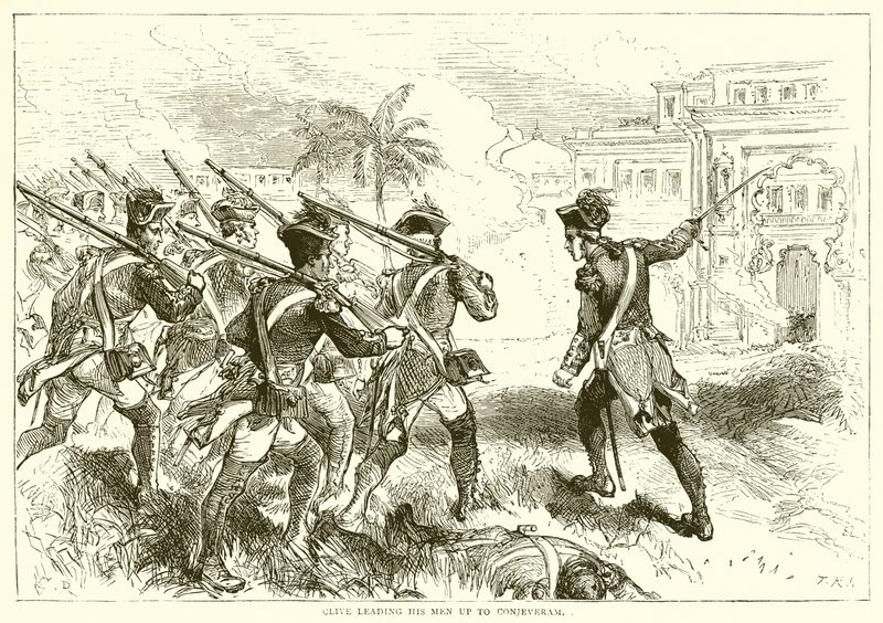 Clive führt seine Männer nach Conjeveram (1751) von English School