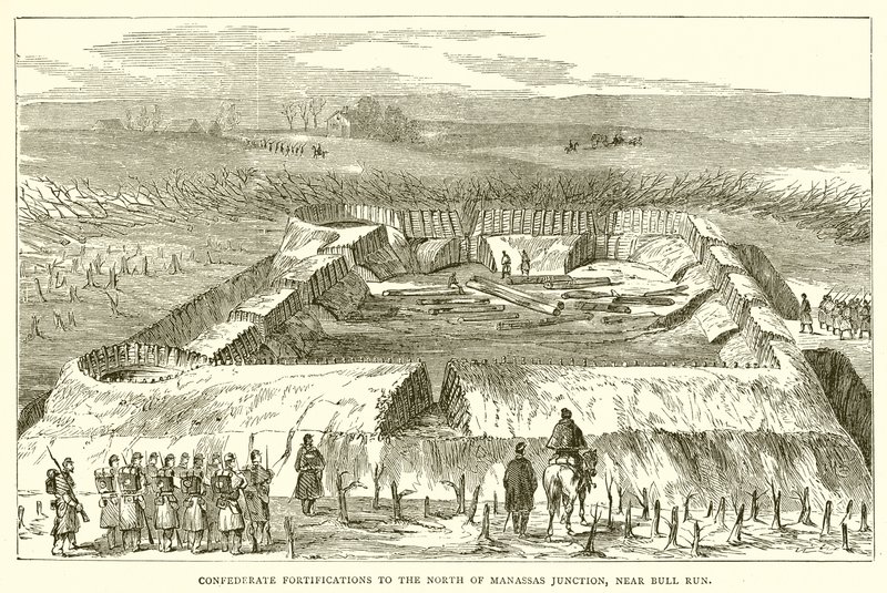 Konföderierte Befestigungen nördlich von Manassas Junction, nahe Bull Run von English School