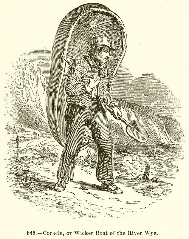Coracle, oder Weidenboot des Flusses Wye von English School