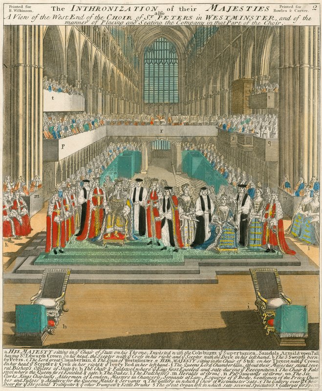 Krönung von König Wilhelm III. und Königin Maria am 11. April 1689 von English School