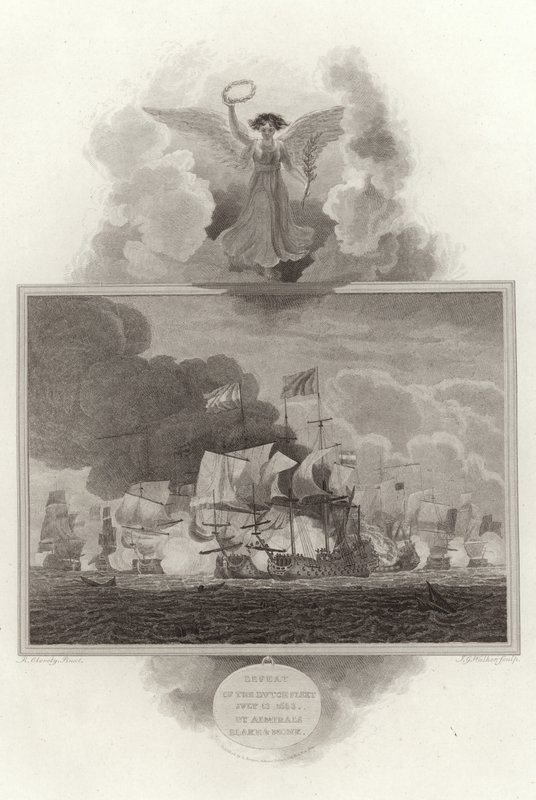 Niederlage der niederländischen Flotte am 13. Juli 1653 durch Admirale Blake und Monk von English School