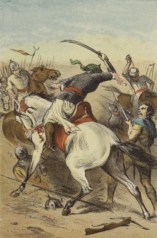Niederlage der Anhänger von Walter dem Heimatlosen (farbige Gravur) von English School