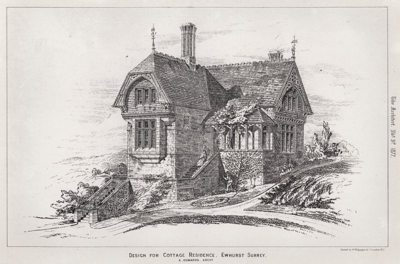Entwurf für ein Landhaus, Ewhurst, Surrey (Gravur) von English School